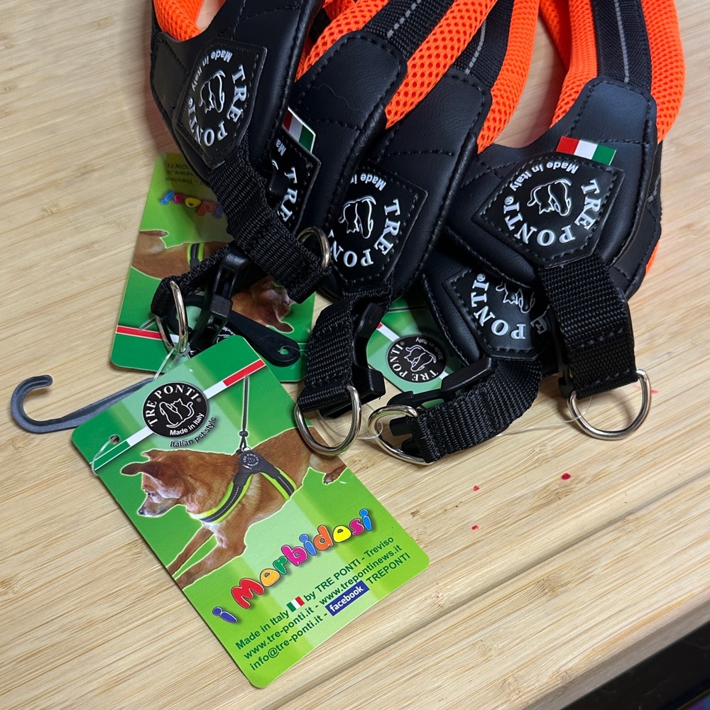Tre Ponti Black and Orange Dog Harness